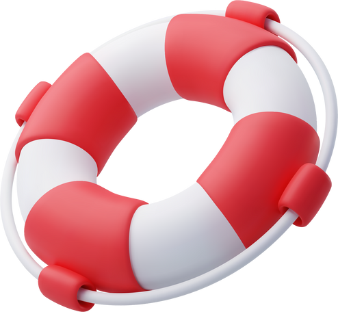 3d Red and White Life Rescue, Lifebuoy. Summer Journey, Time to Travel Concept.